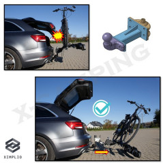 Rallonge de la boule d’attelage pour porte-vélos avec fonction d’inclinaison et attache rapide